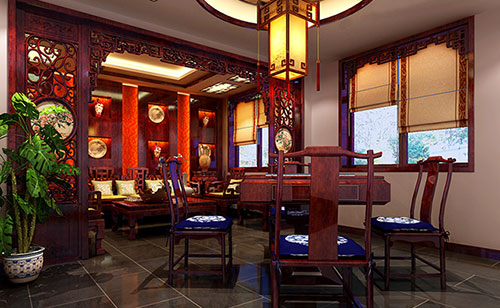 黄冈古典中式风格茶楼包间设计装修效果图